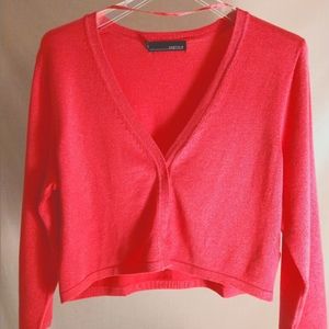 CHETTA B MALIBU PINK  3/4 LENGTH SLEEVE SWEATER SHRUG (NWT) L USCHETTA B MALIBU